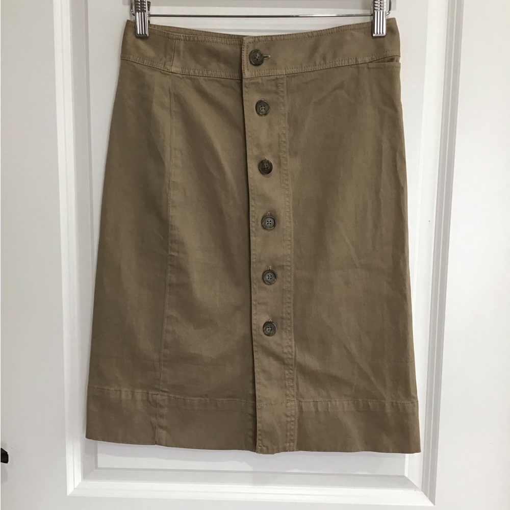J. Crew Khaki Button-Front Pencil Skirt